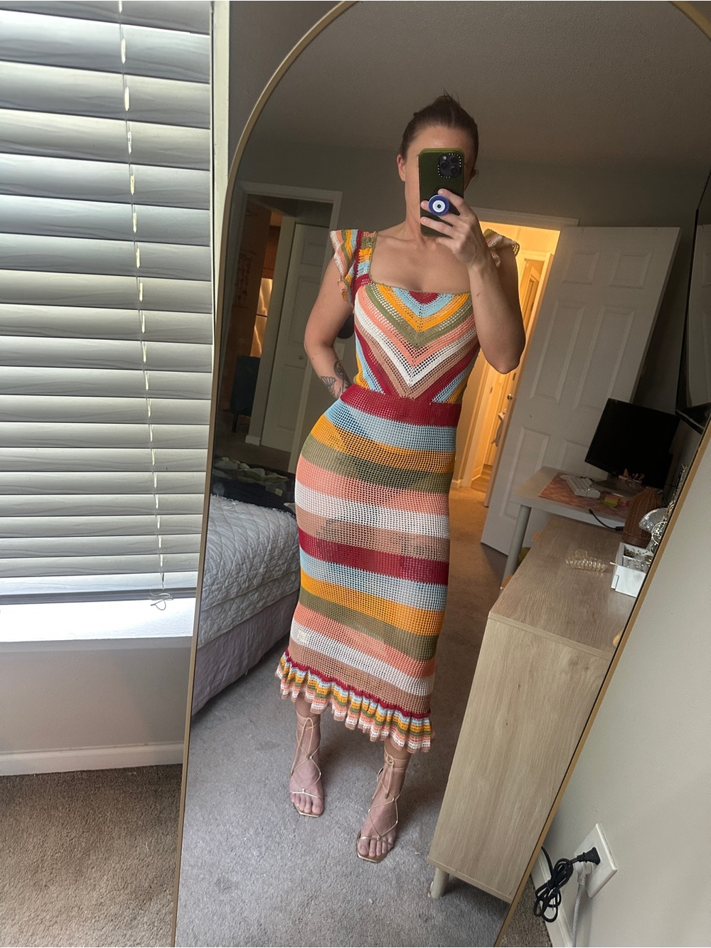 Carolina K Red Paradise HandWoven Crochet Striped Dress Carolina K x Free People